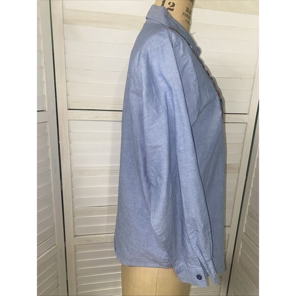 NAPA VALLEY Vintage Denim Chambray Patchwork Woven Button-Up Shirt Women’s Large - Picture 6 of 9